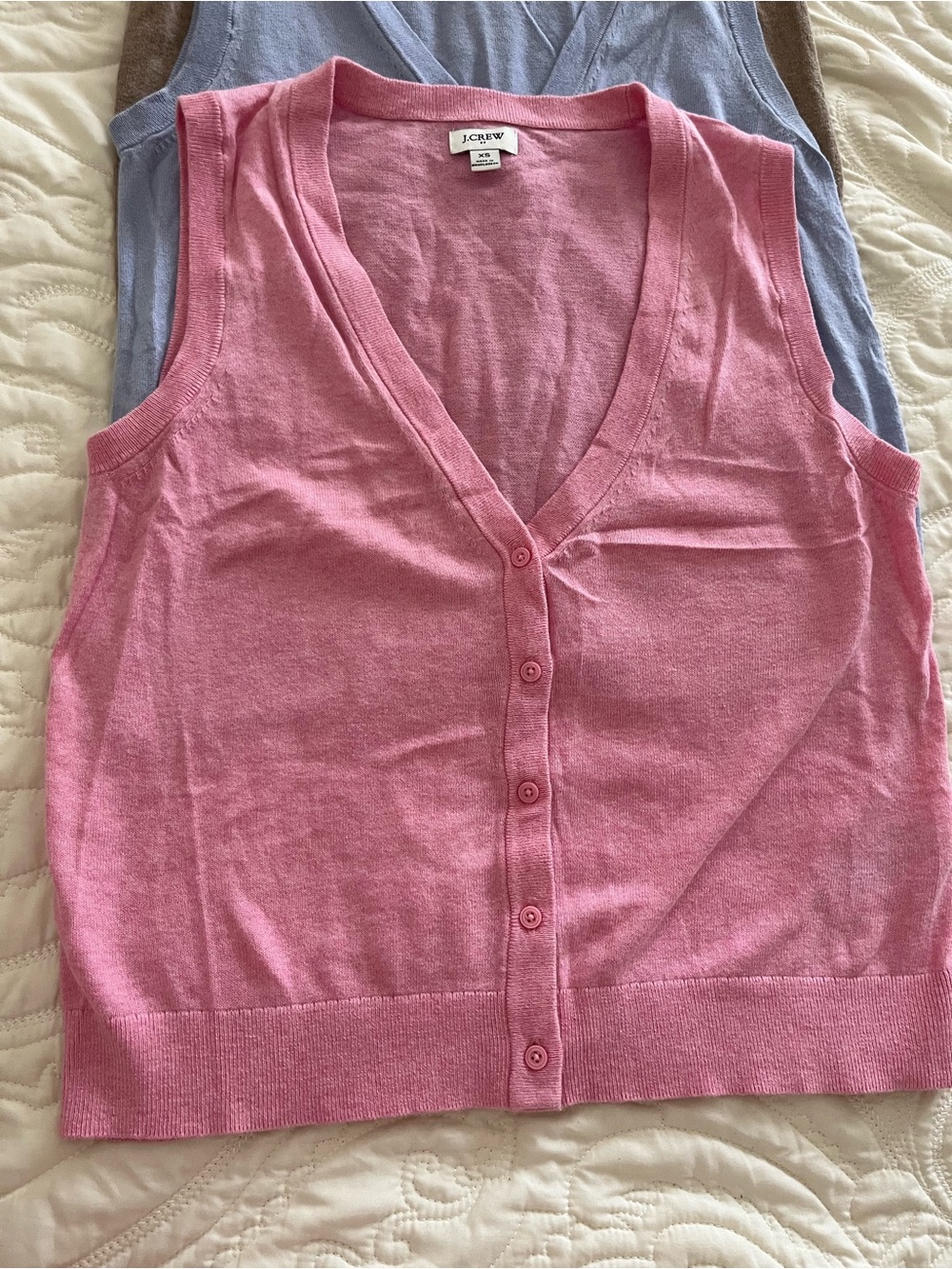 J. Crew bundle Women’s V-Neck Button Front Sweater Vest - Pink, blue and brown - Picture 7 of 10